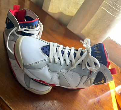 Jordan Air Jordan 7 Retro Olympic White Blue Red Gold High Top Men s Sneaker