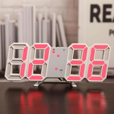 3D LED Digital Uhr Wanddeko Leuchten Nachtmodus Dekoration für Schlafzimmer Adju