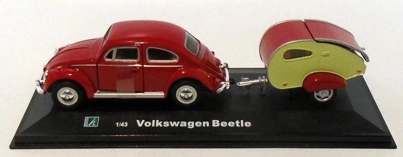 Cararama escala 1/43 diecast 00147-B - Volkswagen Beetle y remolque - rojo Foto 2 de 2