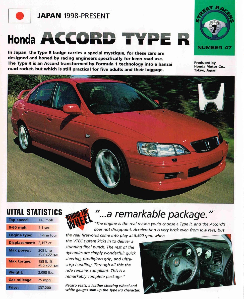 1998 / 1999 HONDA ACCORD TYPE R IMP Brochure | eBay