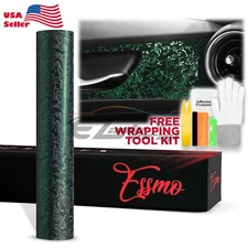 PET Damascus Steel Forged Carbon Fiber Satin Venom Green Car Vinyl Decal Sticker