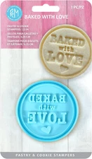 R&M International 0412 Baked with Love Pastry and Cookie Stamper Blue 2.5"
