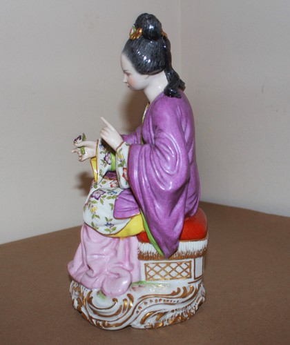 Antique Bourdois & Bloch Porcelain Figurine Chinese Man & Woman 9.7" & 9.4" tall - Picture 14 of 24