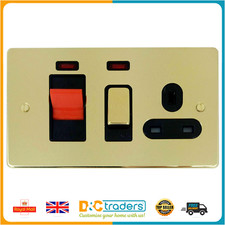 Polished Brass Cooker Control Unit 13A Socket 45 Amp Schneider GGBGU4501BPBRP
