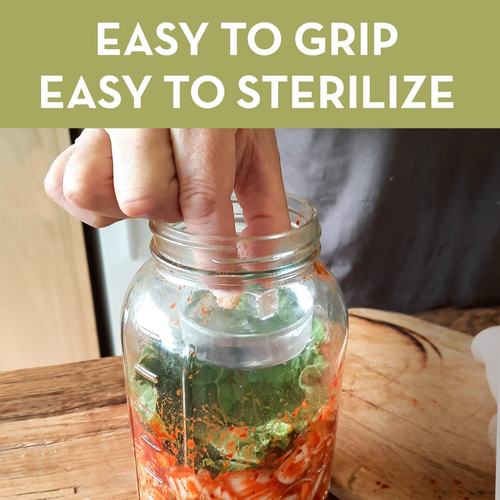 Glass Fermentation Weights for Fermenting | Easy Lift Handles | Set of 4 Pickle - Picture 5 of 12