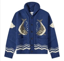 BODE river fish wool and mohair shawl cardigan XS/S