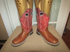 Smoky Mountain Youth Size 1 Brown Ostrich Embossed Leather Cowboy Boots 3752C
