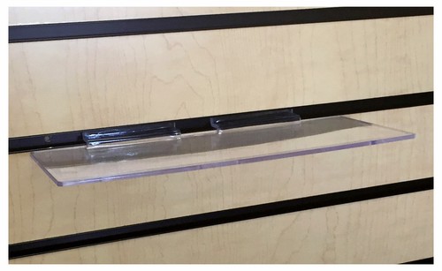 Clear Slatwall Shoe Shelves 10 Inches Wide x 4 Inches Deep Set of 20 - Picture 2 of 2