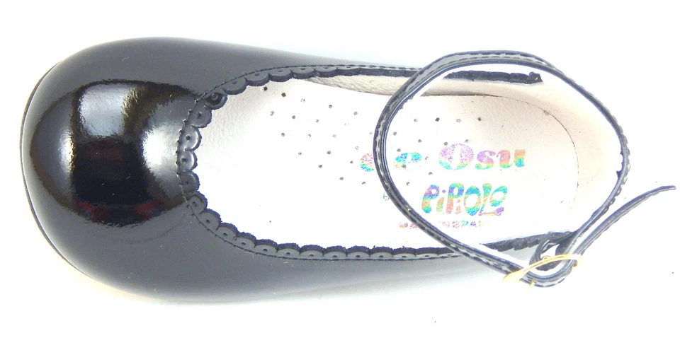 DE OSU - Spain -  Baby Girls Black Patent Leather Dress Shoes -European - Sz 3-6 - Image 4 of 4