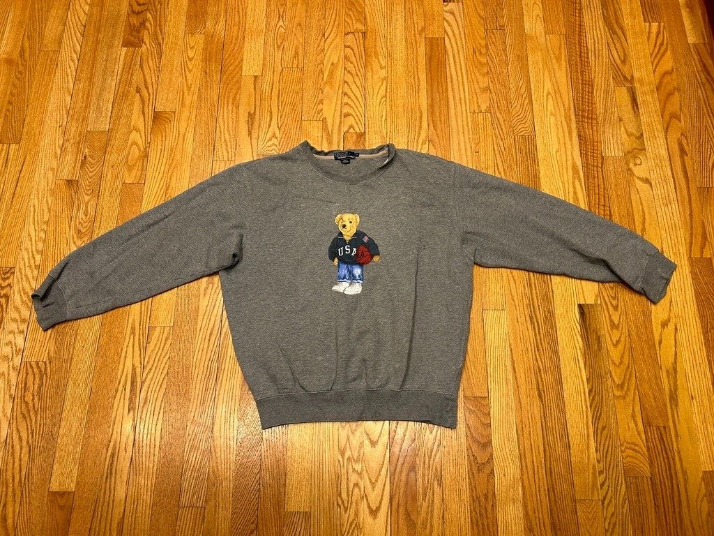 Vintage 90s Ralph Lauren Polo USA Basketball Teddy Bear Crewneck