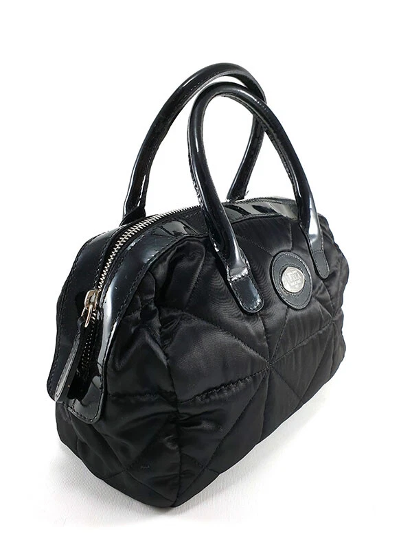 Furla черный выстеганный нейлона сумка лакированная кожа отделка маленький Дамская сумка Италии - Изображение 3 из 4