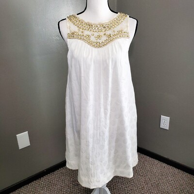anthropologie white beaded dress Izzie White Beaded Mini Dress - XS Size - Women's Dresses
