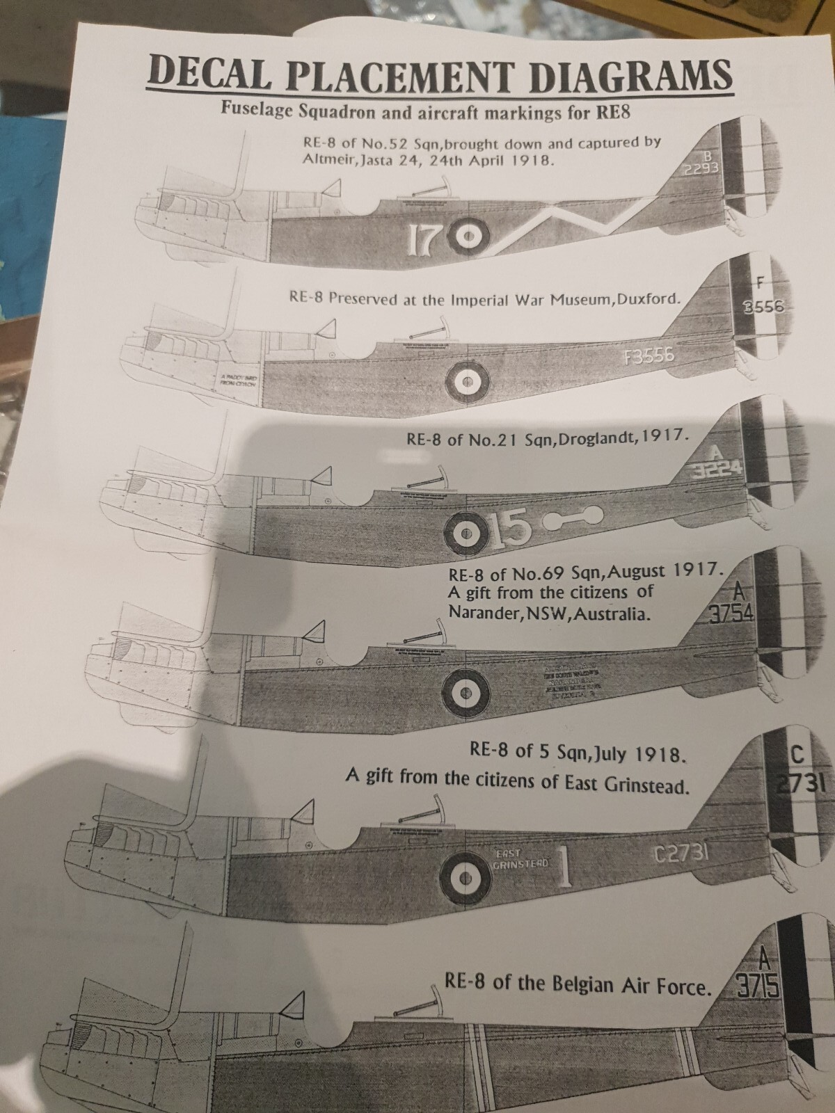 1/48 Scale Royal Aircraft Factory R.E.8 WW1 FIighter. Metal