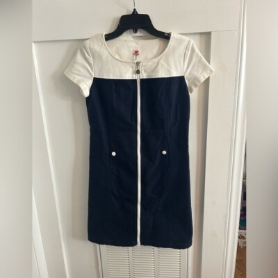 Courrèges Eveda Navy Color Block zipper mini dress size 38