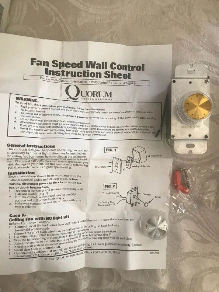 Quorum International Four Speed Rotary Wall Fan Control - 7-1197-0 - Image 4 of 4