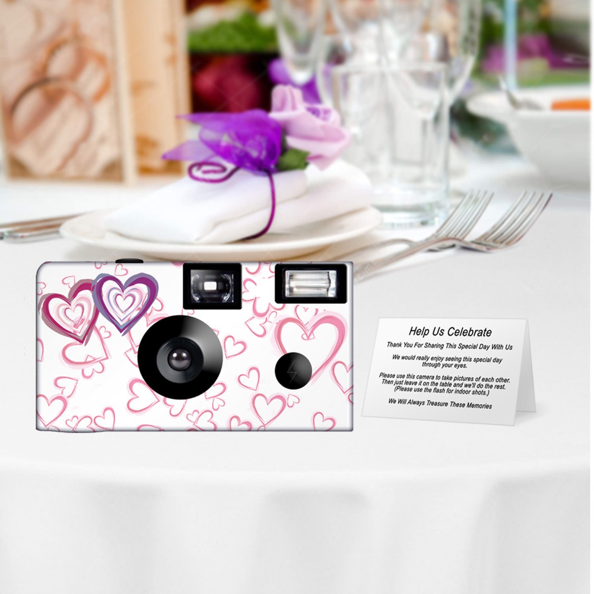 Wedding Hearts Single Use Disposable Cameras Fun Cameras, Fuji