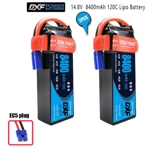 DXF 2PCS 4S 8400mAh Lipo Battery 14.8V 120C EC5 RC Lipo Battery Boat Truck