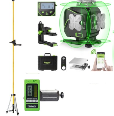 Huepar 4D laser S04CG Set mit 3,7m Teleskopstange LP36 und Empfänger LR-5RG