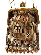 Antique Art Deco Painted Metal Mesh Purse