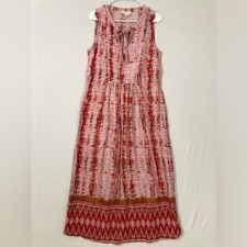 New Beachlunchlounge Red Sleeveless Tie Dye Boho Maxi Dress Size Small