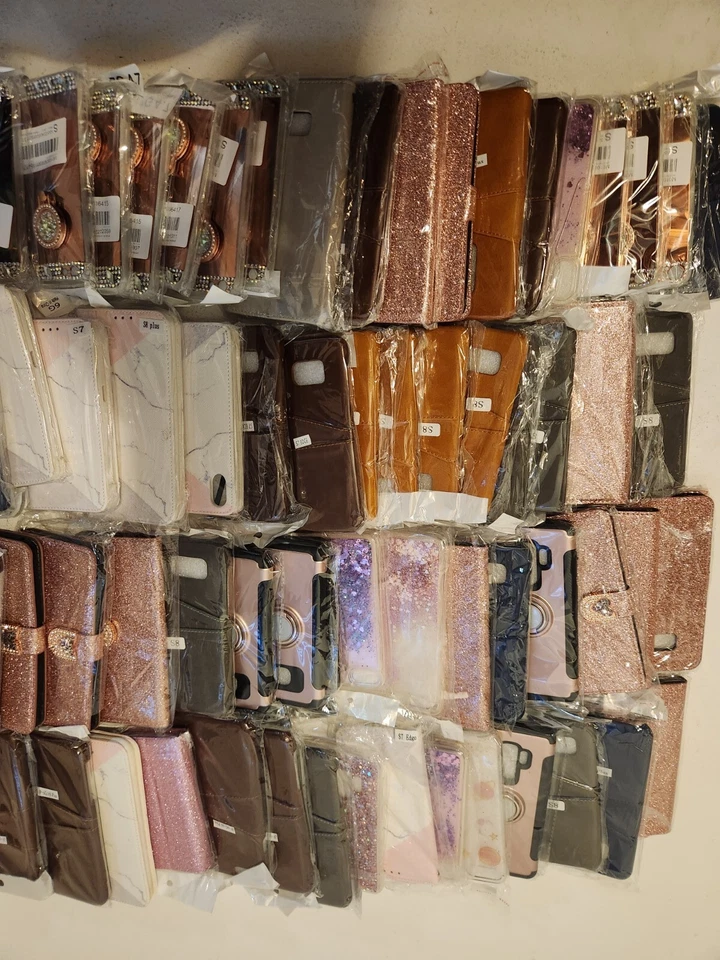 Lote al por mayor a granel de 100 fundas y billeteras mixtas para teléfonos celulares Foto 2 de 4