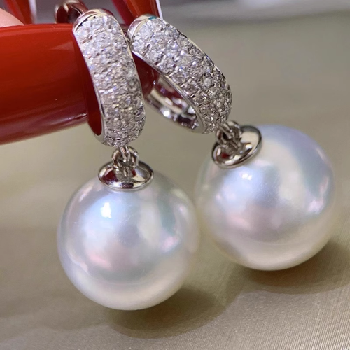 PENDIENTES REALES ENORMES NATURALES AAAA 10-11MM BLANCOS MAR DEL SUR PERLAS REDONDAS CAJA 925 - Imagen 4 de 6