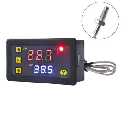 K Type Thermocouple DC 5/12/24V AC 220V Digital Temperature Controller Sensor