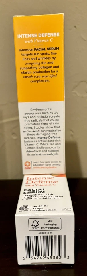 AVALON ORGANICS INTENSE DEFENSE FACIAL SERUM w/Vitamin C New Old Stock Lot of 2 - Image 3 of 4