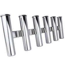6 Tube Rod Rack Pod Wall Mounted Fishing Rod Holder S.S for Marine Boat Yacht