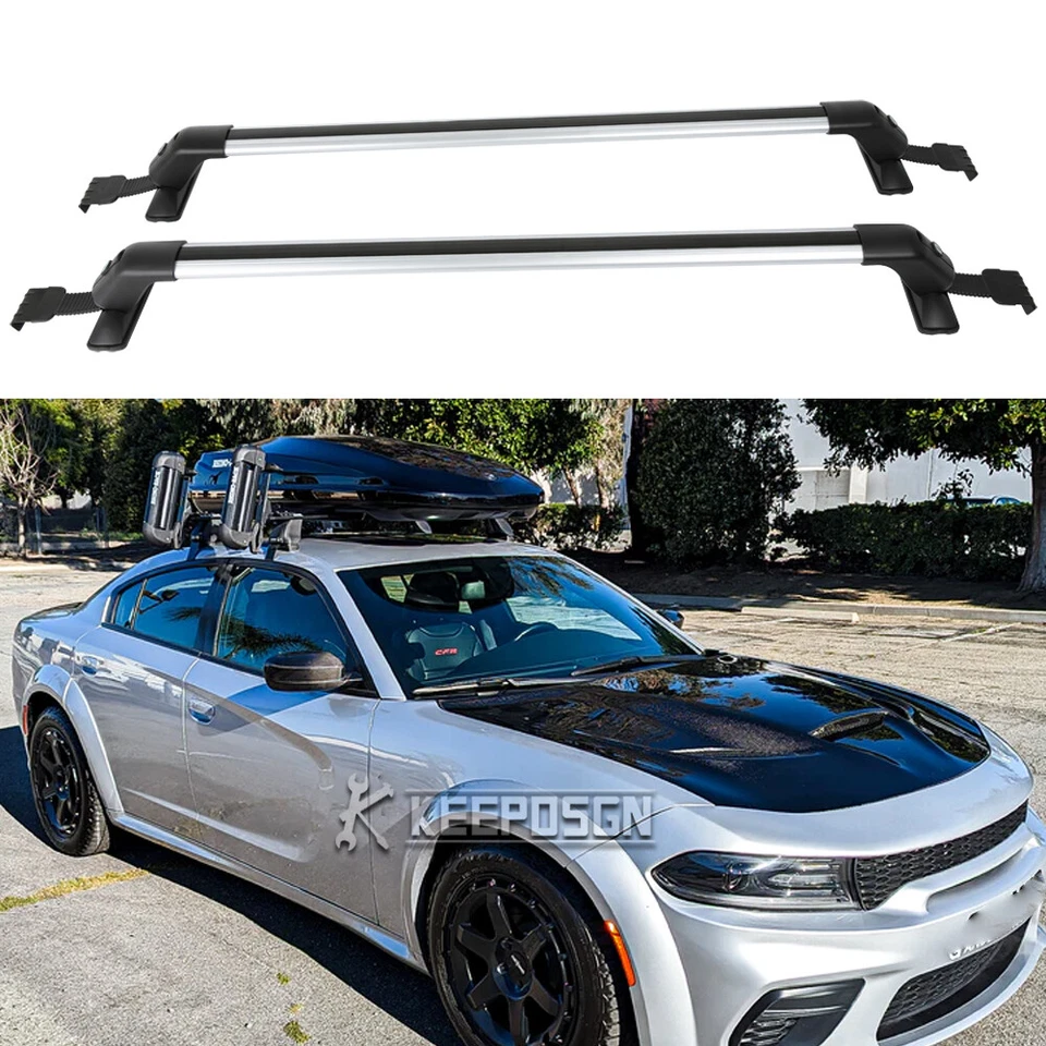For Dodge Charger SRT Bare Roof Rack Crossbars Luggage Kayak Cargo Carrier +Lock