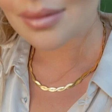 Gold Herringbone Twist Necklace Waterproof Necklace Gorgeous Layering Necklace
