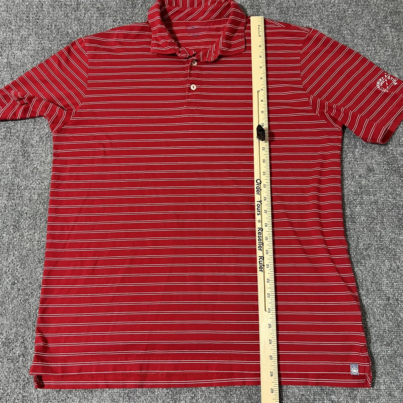Peter Millar Polo Shirt Mens Large Red White Striped Peppermint