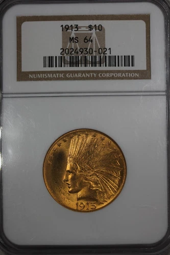 1913  10.00  NGC MS 64   INDIAN HEAD Ten Dollar Liberty Gold Piece