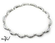 Vintage Silver Tone Choker Necklace Half Moon Curved Links 17" Collar - Hey Viv