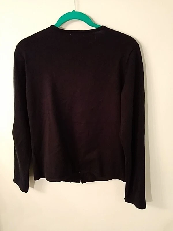 Suéter negro marca Carducci ojo y gancho M flecos brillantes cuello en V rayón poliéster Foto 3 de 4