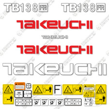 Fits Takeuchi TB138FR Decal Kit Mini Excavator Decals - 7 YEAR OUTDOOR 3M VINYL!