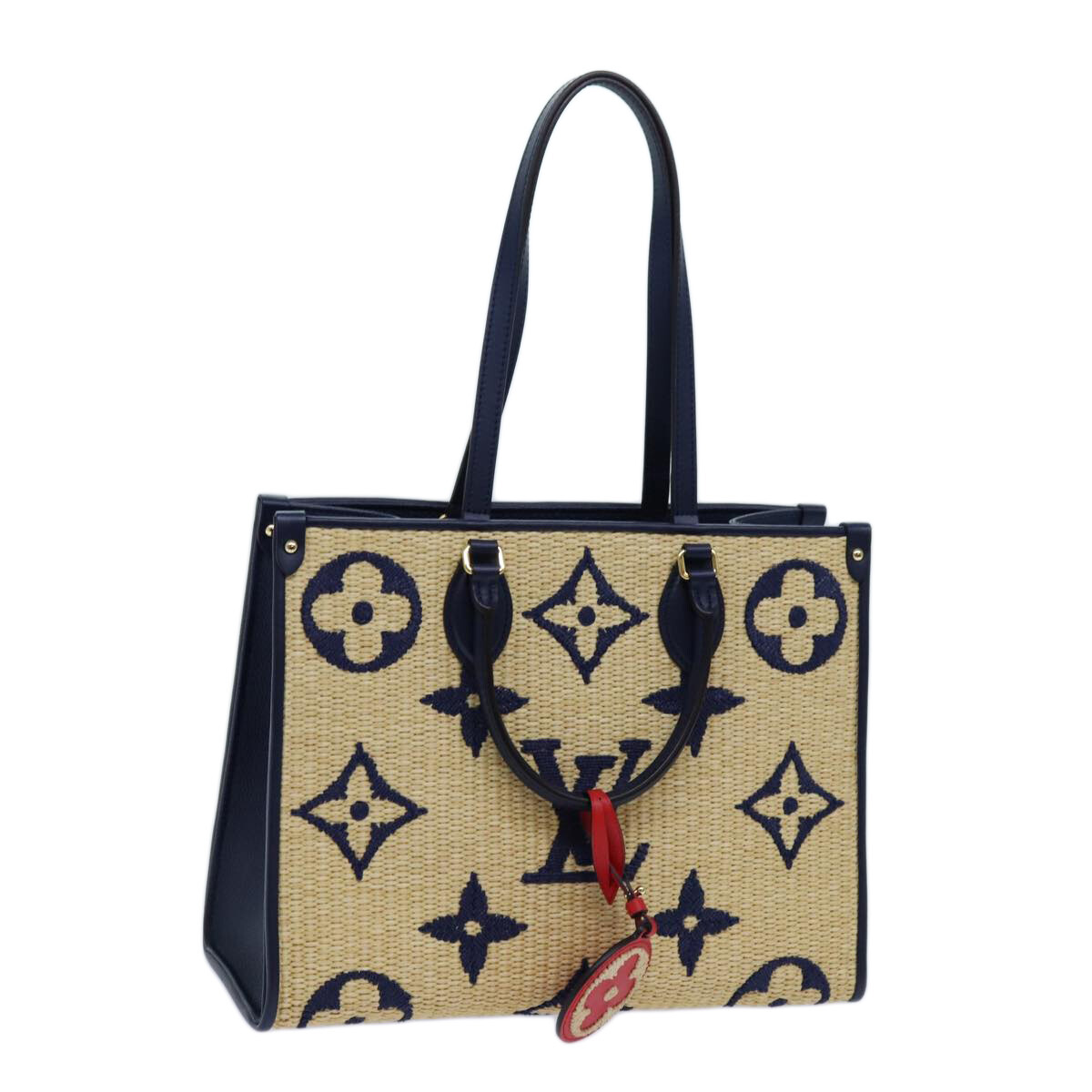 Louis Vuitton/MONOGRAM (ポーチ) LOUIS VUITTON Monogram Raffia On The Go MM Bag 2way Beige
