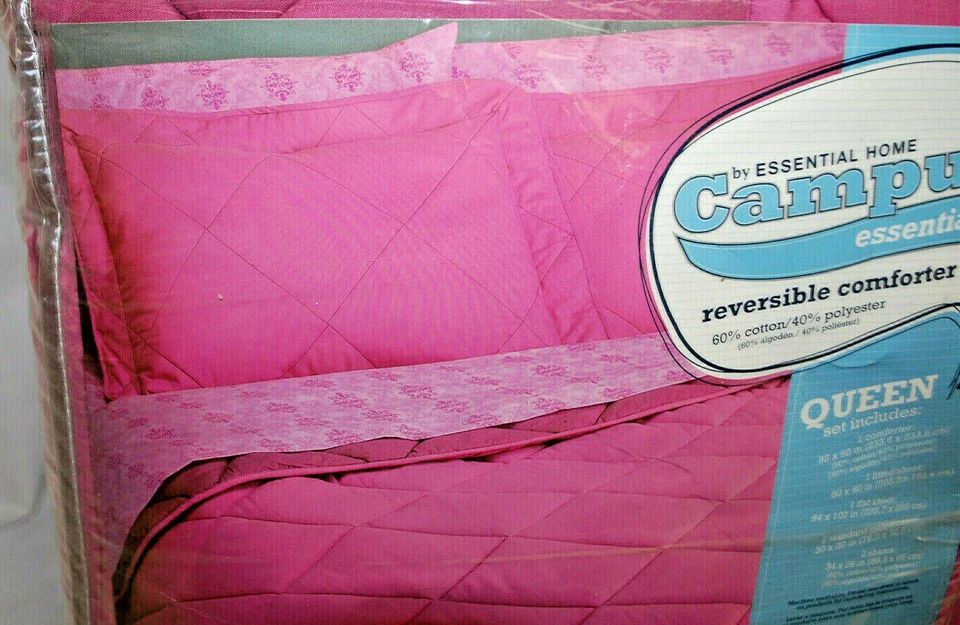 Campus Essentials by Essential Home Queen 7 Piece Pink Comforter Set New L2795 - Image 3 of 4