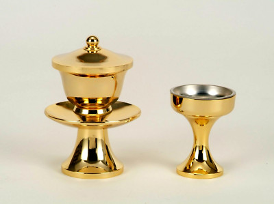 SGI Soka Gakkai  Water cup＆Buddhist ware Set  Gold Color