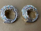VTG 1950'S PAIR OF SWIRLING CIRCLE BROOCHES/PINS -COSTUME JEWELRY