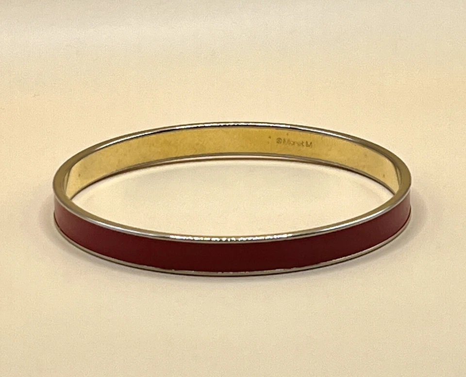Brazalete Brazalete Vintage Monet Clásico Tono Dorado Esmalte Rojo Foto 2 de 4