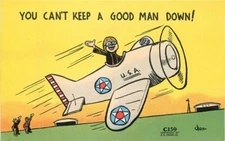 1940s Military Aircraft Aviation Comic Humor Kropp linen #C159 Postcard 22-9778