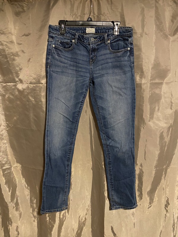 Ladies Sexy Aeropostale Bayla Blue Denim Skinny Stretch Jeans 11/12 Whiskered