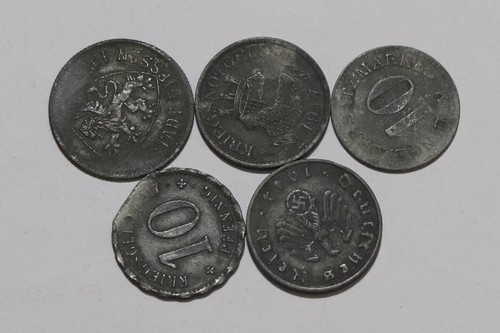 GERMANY WAR MONEY TOKENS - 5 COINS B48 WH5 - Picture 2 of 2