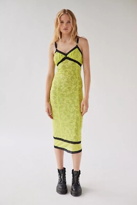 Urban Outfitters Olivia Mesh Lace-Trim Midi Dress - Size XXS | eBay