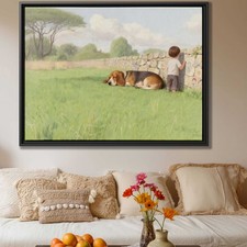 Watercolor Dog Portrait Canvas Print Gift Rustic Decor Family Pet Art Wall