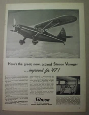 STINSON airplanes - 13 ads, 1946-1948; Wayne, Mich. - Vultee Aircraft, Voyager