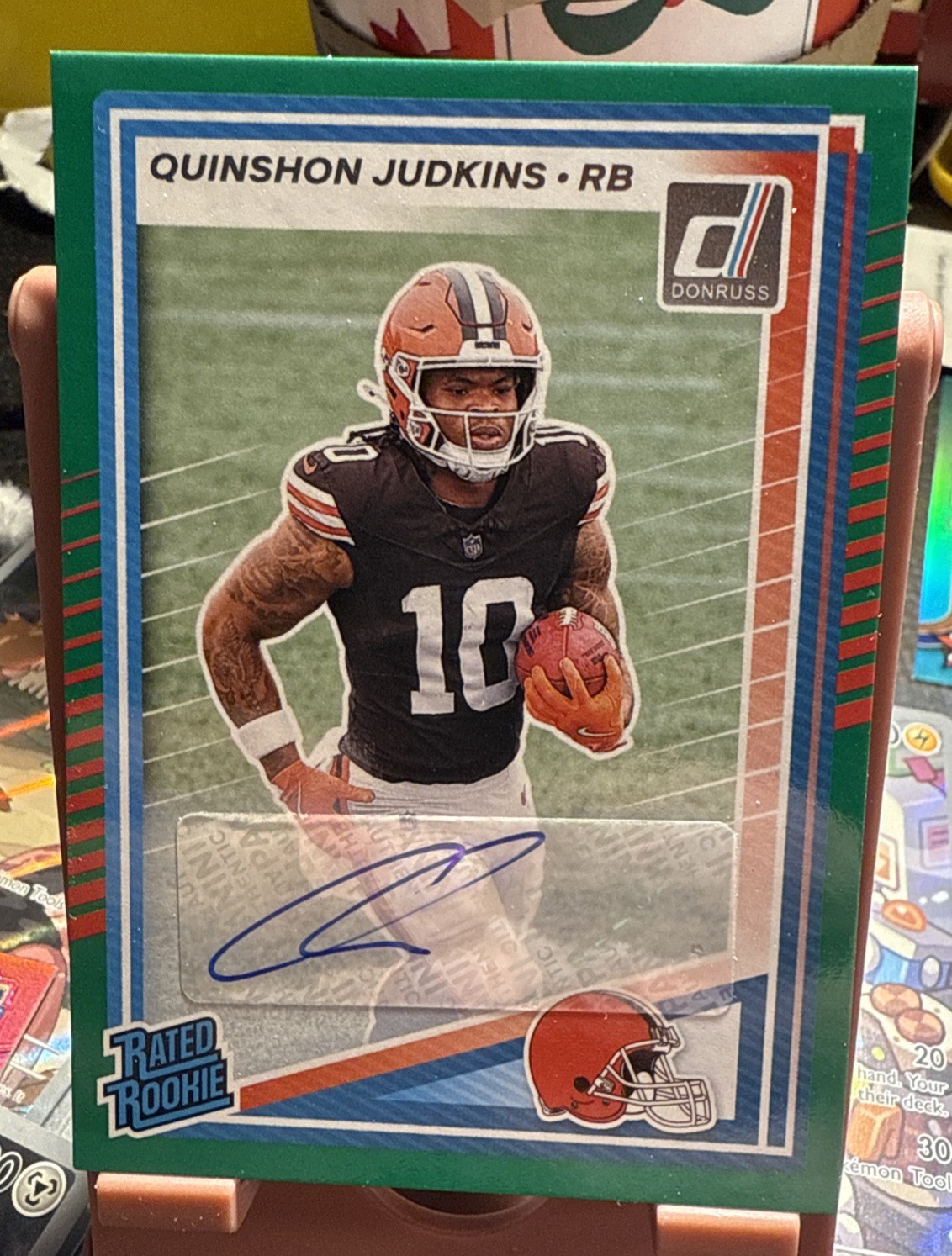 2025 Panini Donruss - Rated Rookie Quinshon Judkins #330 Press Proof Green (RC)