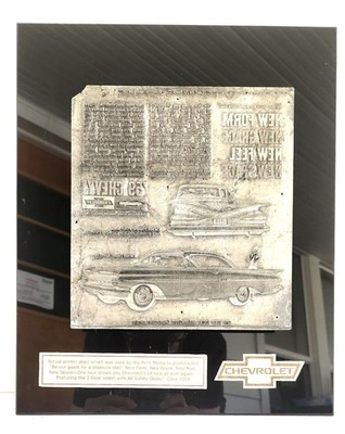 Antique Chevrolet Advertising Printer Plate