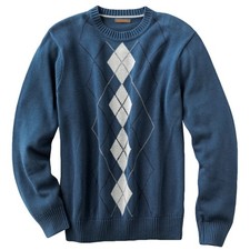 New Dockers Mens Medium-gauge Cotton Argyle Crewneck Sweater, Blue Size XX-Large
